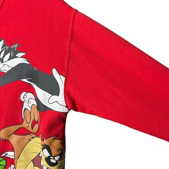 Looney Tunes Multi Characters Graphic Long Sleeve Pullover Red Sweatshirt Kids L - Picture 4 of 7